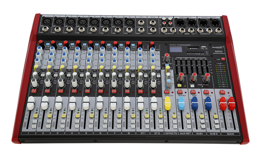 SWAMP 10 Channel Mixing Desk - 8 Mic Preamps - Graphic EQ - USB ...