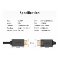 UGREEN Premium Displayport Male to HDMI Male Cable