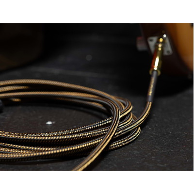 Ernie Ball 18ft Braided Instrument Cable Lead - Black - Gold Jack