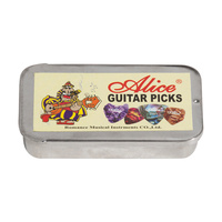 24x Alice Guitar Picks - Rectangle Tin - Various Colours and Sizes
