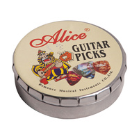 20x Alice Guitar Picks - Round Tin - Various Colours and Sizes