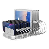 10-Port USB Charger High Current Desktop Charging Station - 19.2A
