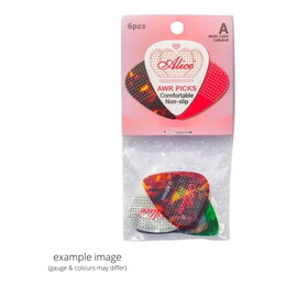 Alice AWR-6A Non-Slip Grip Celluloid Picks - Mix Colour and Gauge - 6 Pack