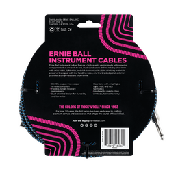 Ernie Ball 25ft Braided Instrument Cable Lead - Black/Blue