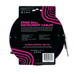 Ernie Ball 25ft Braided Instrument Cable Lead - Black/Red