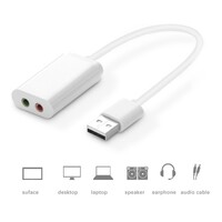 UGREEN 30143 USB 2.0 External 3.5mm Sound Card Adapter - White