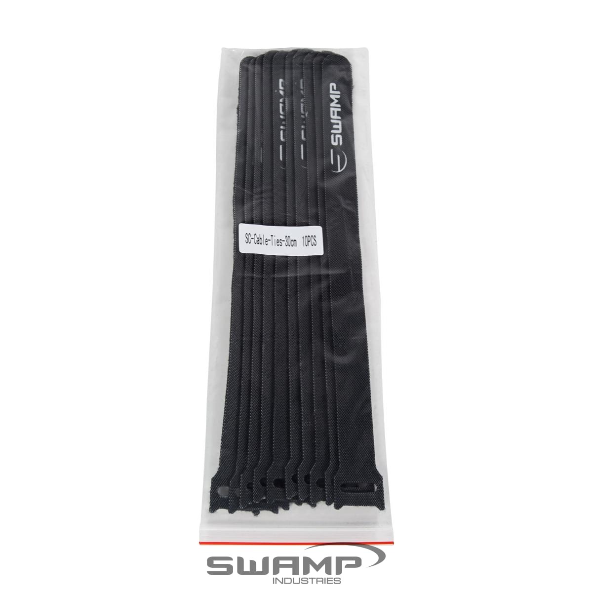 SWAMP Hook and Loop Cable Tie Roll 50m Black Reusable Double Sided