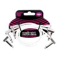 Ernie Ball Flat Ribbon 3-Pack Patch Cables - White - 6"