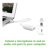 UGREEN 30143 USB 2.0 External 3.5mm Sound Card Adapter - White