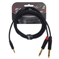 Mini-Jack to Dual 1/4" - Left/Right Splitter Cable - 1m