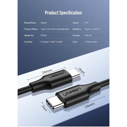 UGREEN US286 USB-C to USB-C Fast Charging Cable - 1m