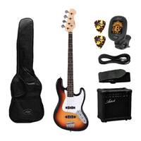 Artist AJB Sunburst J-Style Electric Bass Guitar with Accessories & Amplifier