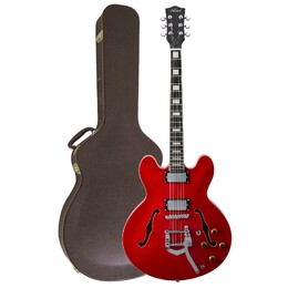 Artist Cherry58TRM Semi-Hollow Electric Guitar with Tremolo & Hard Case