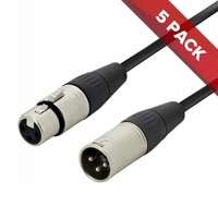 5x Pack of Stage Series Balanced XLR Microphone Cable  - 1m
