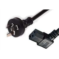 Powermaster Mains Plug to IEC-C13 Right Angle Power Cable - Kettle Cord - 2m