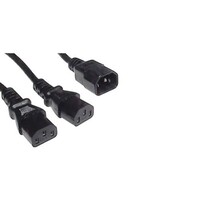 Powermaster K3778 IEC Power Y Cord - C14 Mains Cord to 2x C13 - Black