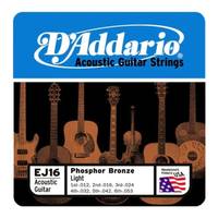 D'Addario EJ16 Phosphor Bronze Acoustic Steel Guitar Strings 12-53
