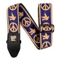 Ernie Ball 4699 Jacquard Guitar Strap - Navy Blue and Beige Peace Love Dove