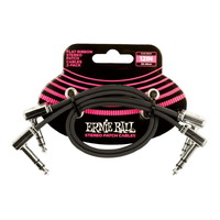 Ernie Ball Flat Ribbon Stereo Patch Cable - Black - 12 inch - 2pack