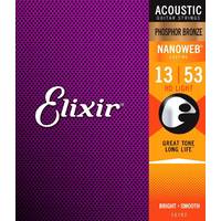 Elixir 16182 Nanoweb Phosphor Bronze Acoustic Guitar Strings - HD Light - 13-53