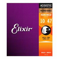 Elixir E16152 Nanoweb Phosphor Bronze 12-String Guitar Strings Light Gauge 10-47