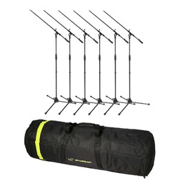 SWAMP 6-Pack Vocal Microphone Mic Boom Stands with MSB6 Stand Bag