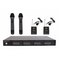 PASGAO PAW-4000 4 Channel Wireless Microphone System - 2 Bodypack, 2 Handheld