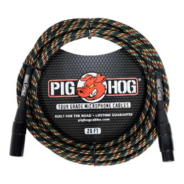 Pig Hog Rasta Stripes Woven XLR Microphone Cable - 20ft