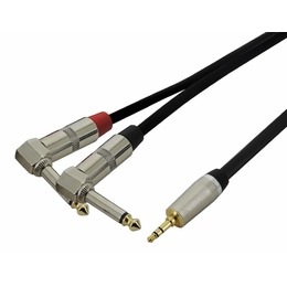 Mini-Jack to Dual Right-Angle 1/4" - DJ Smartphone Cable - 2m