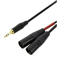 Dual XLR(m) to 3.5mm TRS - Stereo Signal Headphone Splitter - 2m