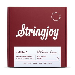 Stringjoy Naturals Phosphor Bronze Acoustic Guitar Strings - Light Gauge - 12-54