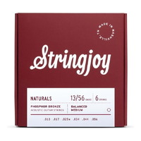 Stringjoy Naturals Phosphor Bronze Acoustic Guitar Strings Medium Gauge - 13-56